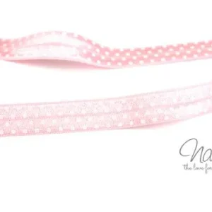 1 MTR. ♥ Elastisches Einfassband - Rosa - Falzgummi - Pünktchen ♥ Nur Heute