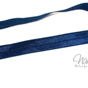 Preis Gesenkt 1 MTR. ♥ Elastisches Einfassband - Dunkelblau - Falzgummi - Glänzend ♥