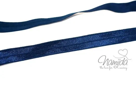Preis Gesenkt 1 MTR. ♥ Elastisches Einfassband – Dunkelblau – Falzgummi – Glänzend ♥