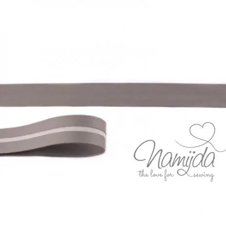 1 MTR. ♥ Kunstleder Schrägband – Grau – 20mm – Einfassband ♥ Top-Preis