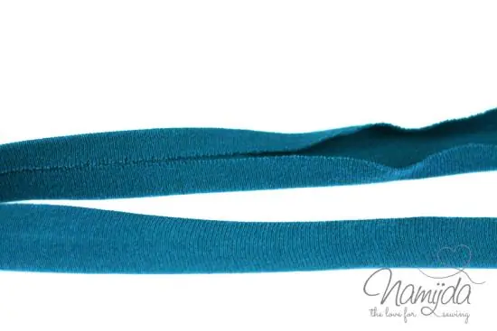 Garantierte Lieferung 1 MTR. ♥ Elastisches Jersey Schrägband – Petrol ♥