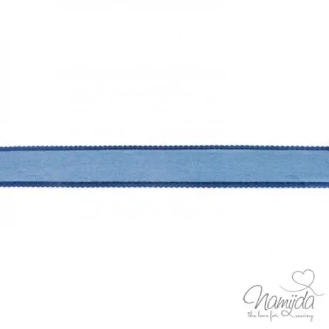 Preisreduziert 1 MTR. ♥Jeans Band mit dunkler Spitze – Hellblau 25mm ♥