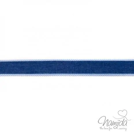 Im Trend 1 MTR. ♥Jeans Band mit heller Spitze – Blau 25mm ♥