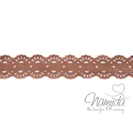 1Mtr. ♥ Kunstlederband Blümchen Taupe ♥ Handgefertigt