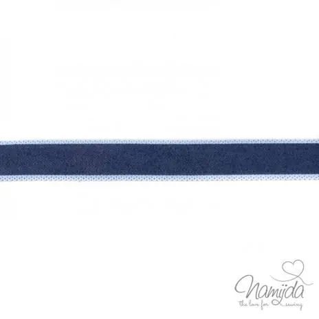 1 MTR. ♥Jeans Band mit heller Spitze – Dunkelblau 25mm ♥ Solange Der Vorrat Reicht