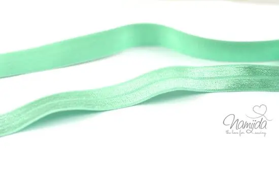 1 MTR. ♥ Elastisches Einfassband – HELL MINT – Falzgummi – Glänzend ♥ Mengenrabatt