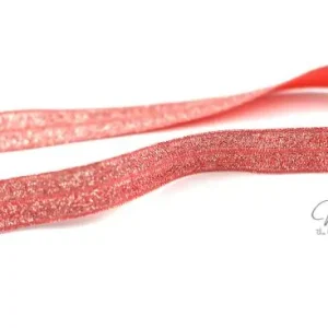 1 MTR. ♥ Elastisches Einfassband - GLITTER ROSA - Falzgummi ♥ Geprüft
