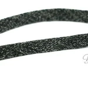 1 MTR. ♥ Kordel, Band - flach - Dunkelgrau meliert - 1,5 cm♥ Mengenrabatt