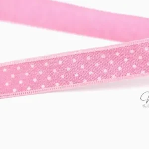 1 MTR. ♥Jeans Band mit Spitze / gepunktet / Rosa 25mm♥ Top-Angebot