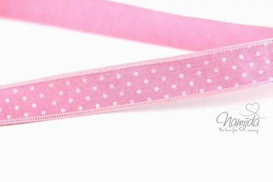 1 MTR. ♥Jeans Band mit Spitze / gepunktet / Rosa 25mm♥ Top-Angebot