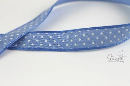 Kostenfreie Lieferung 1 MTR. ♥Jeans Band mit Spitze / gepunktet / Hellblau mit heller Spitze 25mm♥