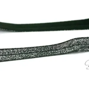 1 MTR. ♥ Elastisches Einfassband - GLITTER Dunkel Grau - Falzgummi ♥ Exklusiv