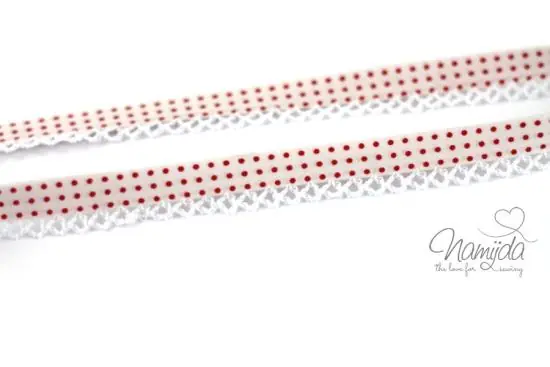 1 MTR. ♥SCHRÄGBAND – Häkelborte – Pünktchen Rose´ ♥ Hochwertig