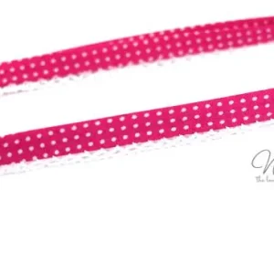 Kostenfreie Lieferung 1 MTR. ♥SCHRÄGBAND - Häkelborte - Pünktchen Pink ♥