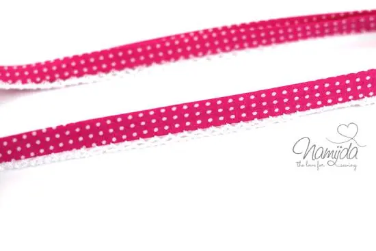 Kostenfreie Lieferung 1 MTR. ♥SCHRÄGBAND – Häkelborte – Pünktchen Pink ♥