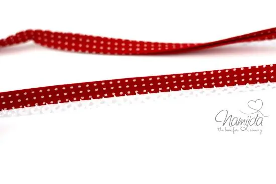 1 MTR. ♥SCHRÄGBAND – Häkelborte – Pünktchen ROT ♥ Schneller Versand