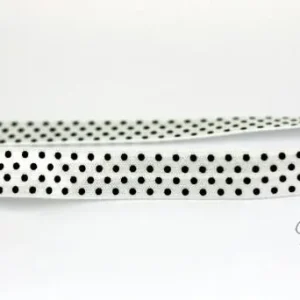 Meistverkauft 1 MTR. ♥ Elastisches Einfassband - Falzgummi - Pünktchen -Weiss / Schwarz ♥