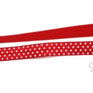 Handgefertigt 1 MTR. ♥ Elastisches Einfassband - Rot - Falzgummi - Pünktchen ♥
