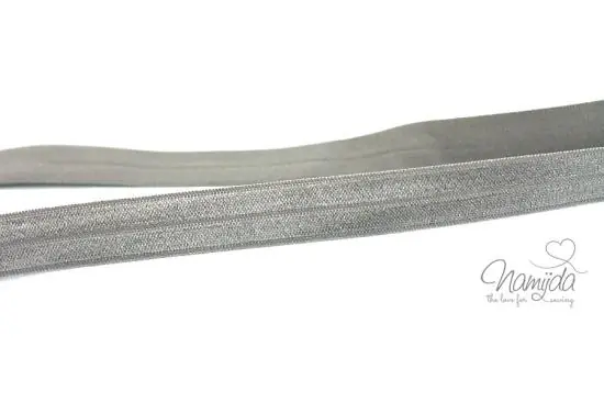 Neue Ware 1 MTR. ♥ Elastisches Einfassband – Silber – Falzgummi – Glänzend ♥