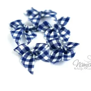 5 ♥Schleifchen♥ Vichy MARINE BLAU Billig