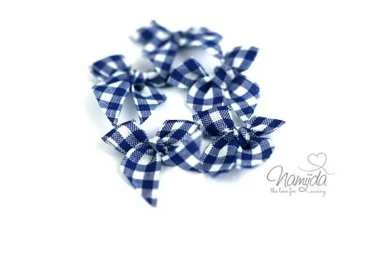 5 ♥Schleifchen♥ Vichy MARINE BLAU Billig