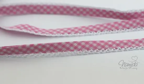 Angebot 1 MTR. ♥SCHRÄGBAND – Häkelborte – Vichy ROSA♥