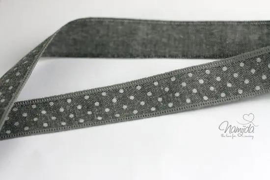 Geld-Zurück-Garantie 1 MTR. ♥Jeans Band mit Spitze / gepunktet / Grau 25mm♥