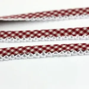 1 MTR. ♥SCHRÄGBAND - Häkelborte - Vichy ROT♥ Mega-Angebot