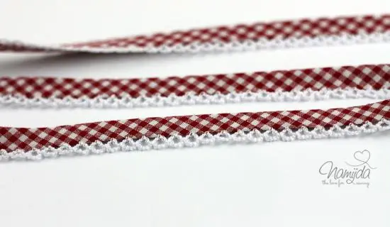 1 MTR. ♥SCHRÄGBAND – Häkelborte – Vichy ROT♥ Mega-Angebot