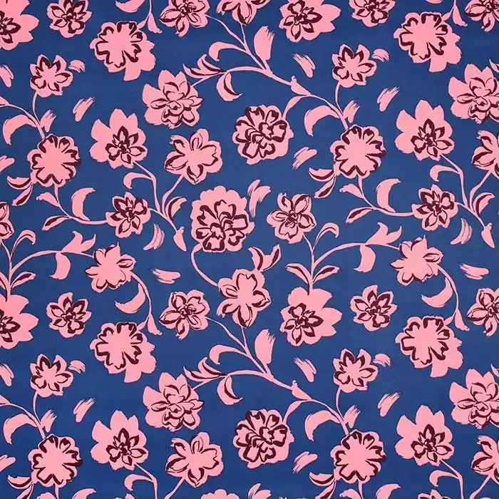 Satin, Baumwolle, floral, 29825-003, blau Kostenfreie Lieferung