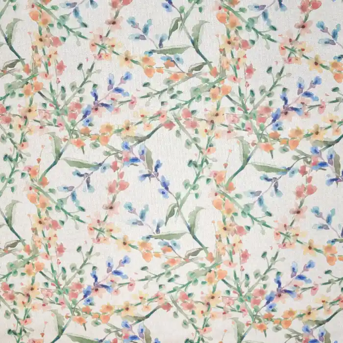 Direktkauf Dekostoff, Druck, floral, 21142-2, orangenblau