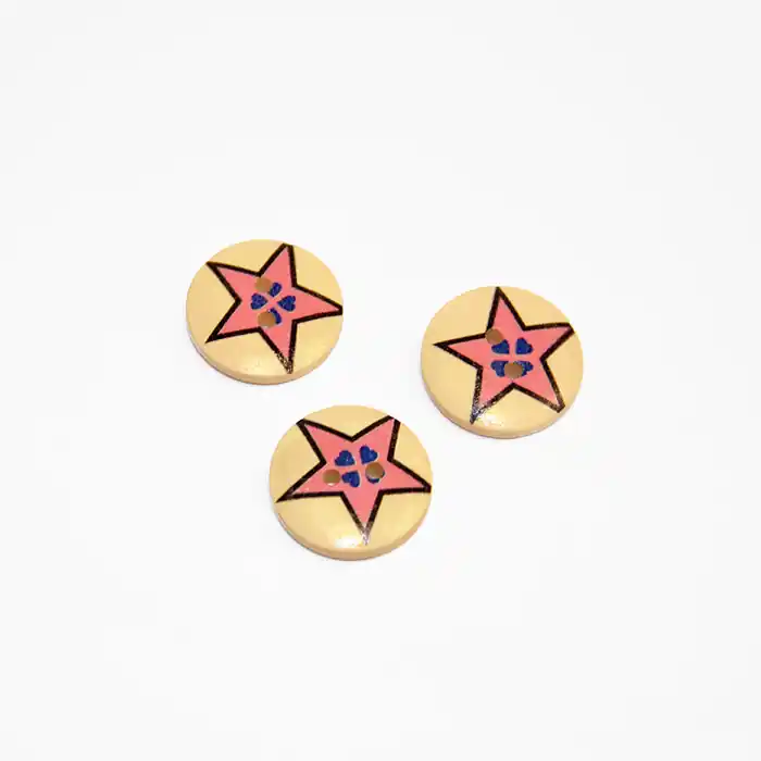 Knopf, Holz, bedruckt, 30 mm, 16518-42224 Gratis Versand