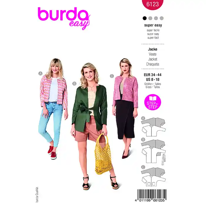 Günstig Schnittmuster, rot, Damenjacke, 6123