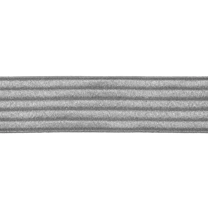 Abverkauf Gummiband, dekorativ, Streifen, 40 mm, 22252-027, grau