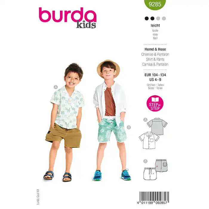 Versand Am Gleichen Tag Schnittmuster, grün, Kinderhemd und kurze Hose, 9285