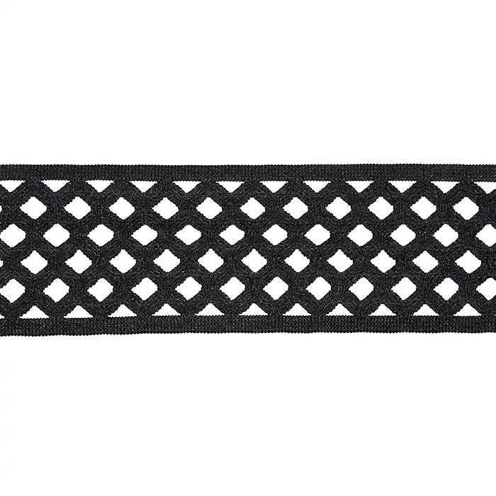 Gummiband, dekorativ, 70 mm, 23849-002, schwarz Hochwertig