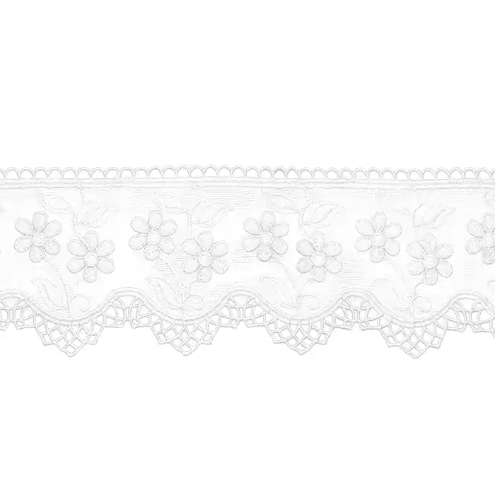 Hochwertig Spitze, gestickt, 85 mm, 23635-001, weiß