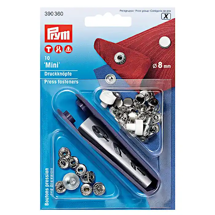 Druckknöpfe mini mit Werkzeug, Prym, Prym, 390360, 8 mm, silbern Bestseller
