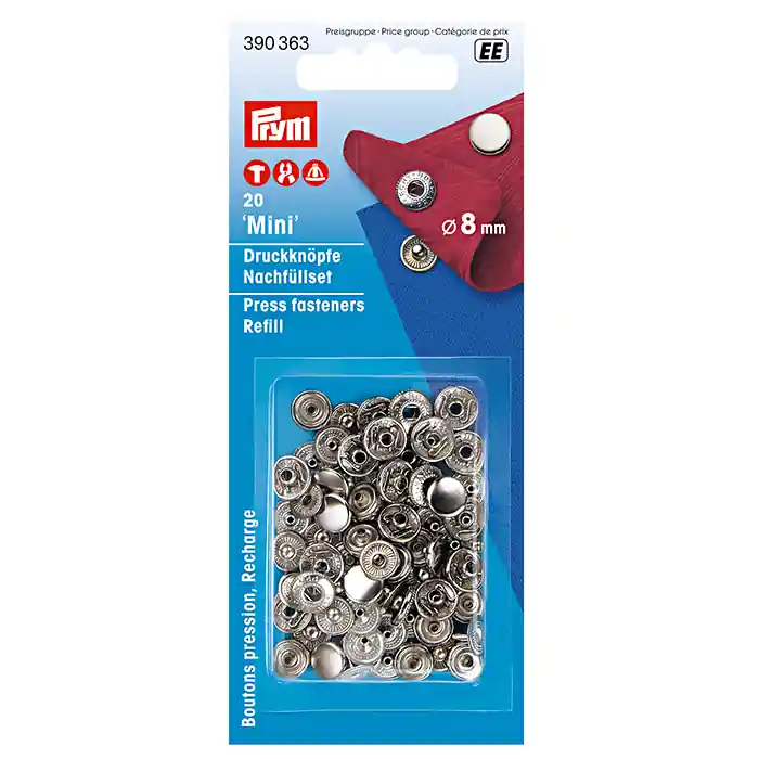 Mini Druckknöpfe, Prym, 390363, 8 mm, silber Super-Preis