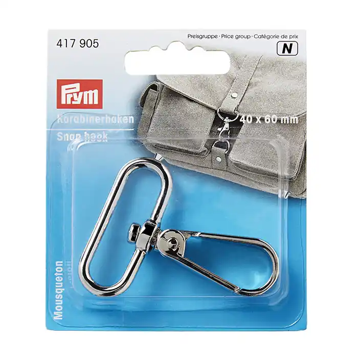 Karabinerhaken, 40 mm, Prym, 417905, silber Sichere Zahlung