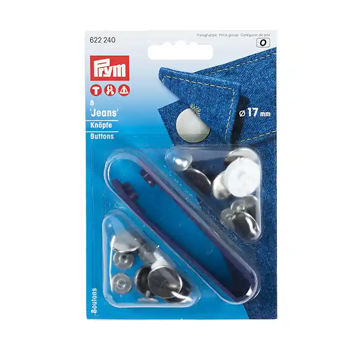 Jeans Knöpfe, 17 mm, Prym, 622240, silber Gratis Versand