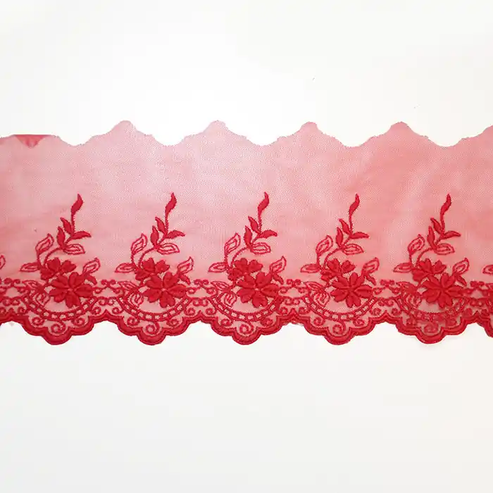 Spitze, gestickt, 85 mm, 19254-009, rot Kracherpreis