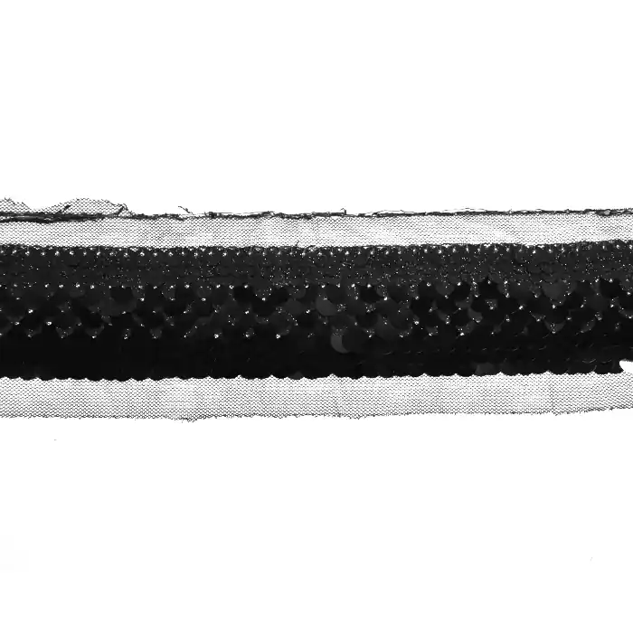 Band, dekorativ, Pailletten, 50 mm, 20740-002, schwarz Zertifiziert