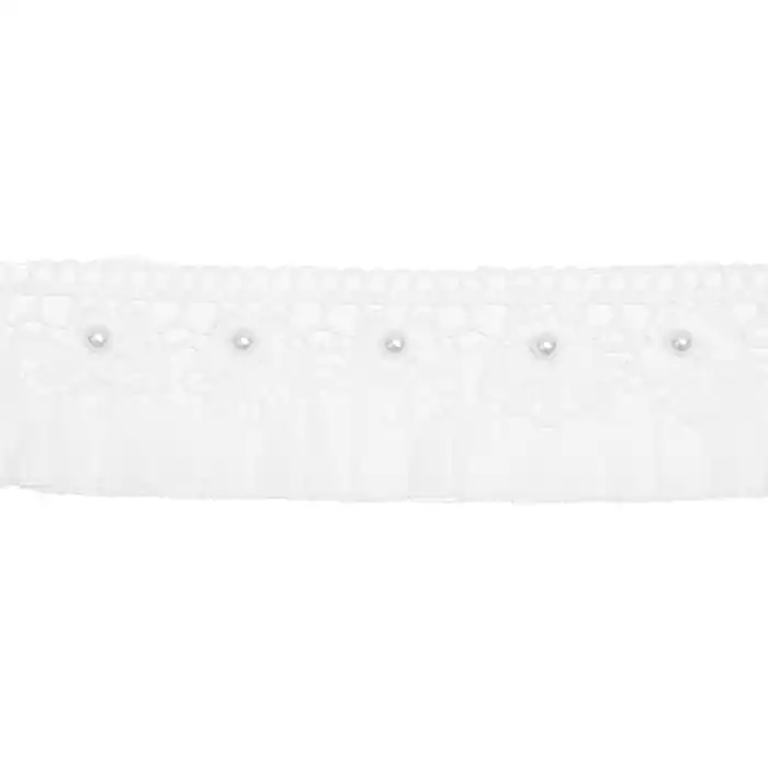 Neu Im Sortiment Band, dekorativ, Plissee, 50 mm, 20499-001, weiß