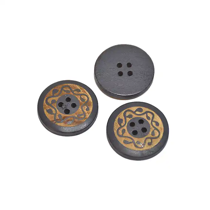 Knopf, Holz, Druck, 18mm, 20447-027, grau Aktuell