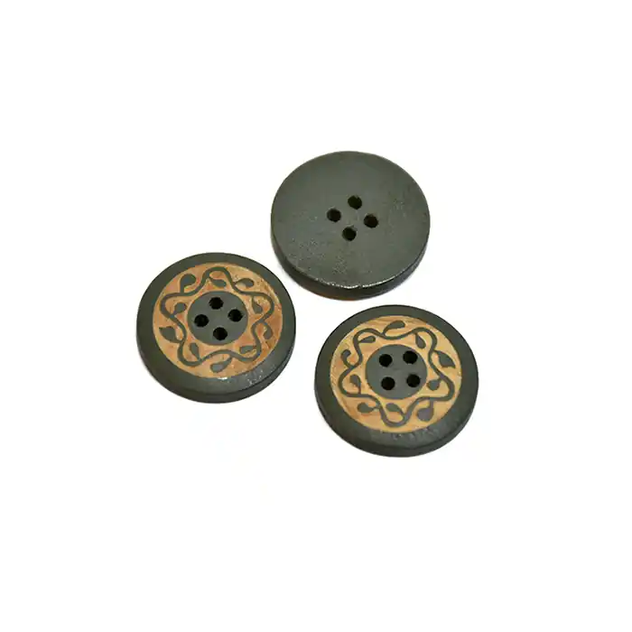 Knopf, Holz, Druck, 18mm, 20447-015, grün Beliebt