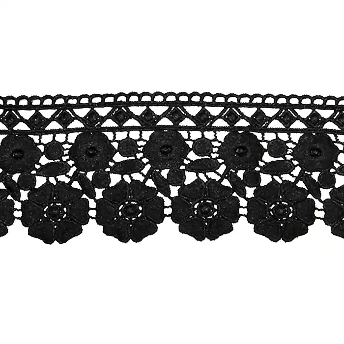 Markenprodukt Spitze, 80mm, floral, 18945-002, schwarz