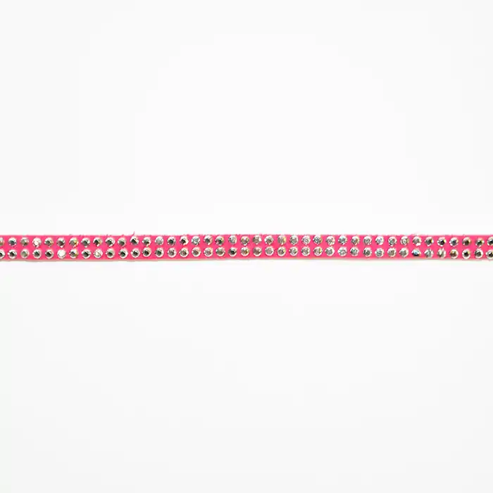 Heißes Angebot Band, Kunstleder mit Kristallen, 16512-41558, pink