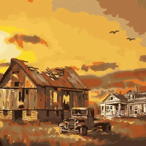 Diamond painting - SCHEUNE MIT BRÖCKELNDEM DACH (D. RUSTY RUST) Handgefertigt