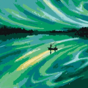 Diamond painting - SCHWIMMENDES BOOT UND GRÜNER WELTRAUMHIMMEL Online Kaufen